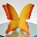 Close-up van de levendige gradiënt oranje en gele 3D papieren vlinderkunstdecoratie prachtig. - 30cm / Oranjegeel Gradiënt