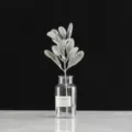 Artificial flocked rabbit ear leaf plant stem detail view, perfect for wedding home decor. - Green Flocked Single Stem
