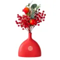 Artificial red berry flower arrangement in festive red vase for Chinese New Year - Pomegranate Style (FT50902) / 30cm