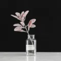 Artificial flocked rabbit ear leaf plant branch in clear glass vase for decor - Red Flocked Single Stem