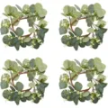 Pack of 4 artificial eucalyptus leaf candle rings for rustic table party home decor - 4 Pieces / Green