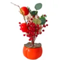 Traditional Chinese New Year fake persimmon fruit and red berry floral arrangement - Persimmon Style (FT50902) / 33cm