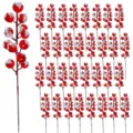 Navidad bayas rojas escarchadas artificiales 32 piezas bayas falsas para árbol de navidad - Juego de 32 piezas