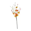 Artificial autumn berry branch with orange mini pumpkins and yellow flowers for home decor - Pumpkin with Yellow Flower / 42 cm