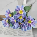 Close-up detail of artificial blue cosmos flower bouquet, perfect home decor photography prop. - One Unit / Purple