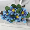 Artificial blue cosmos flower bouquet detail, perfect for home decor, wedding and photography prop. - One Unit / Blue