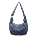 Retro large capacity denim blue dumpling crossbody bag for stylish daily commuting. - One Size / Vintage Blue