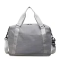 Large capacity gray checkered lightweight travel bag for gym short trips and business use - One Size / Gray