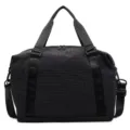 Large capacity black grid travel bag with crossbody strap for fitness and business trip - One Size / Black