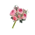 Artificial pink rose bouquet with 10 flower heads, perfect for home decor and wedding photography. - Light Pink