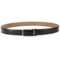 Close-up of a premium black cowhide leather belt featuring a sleek automatic buckle. - 110cm / Black