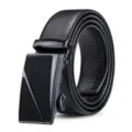 High-quality black leather belt featuring a textured lychee grain and sleek automatic buckle - Matte Style 4 / 120cm