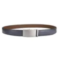 Close-up of grey leather belt with cracked texture and silver automatic buckle. - Matte Grey / 110cm