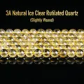 Natural 3A grade ice transparent golden rutilated quartz loose beads for DIY jewelry making - 3A Natural Ice Golden Rutilated Quartz (Lightly Waxed) / 10mm approx 37pcs
