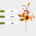 Kunstmatige zonnebloemtak met oranje bessen voor herfst oogst decoratie 50cm 23g gewicht - Persimmon Esdoornblad (04)