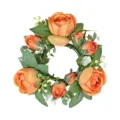Corona de velas con capullos de rosa naranja artificial para decoración de mesa de boda - Naranja