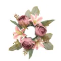 Beautiful artificial silk lily candlestick wreath for home romantic wedding table decor - Dusty Pink