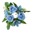 Elegant artificial blue rose and lily flower wreath candle ring for wedding table decoration - Blue Rolled Rose and Lily Wreath