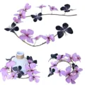 Guirnalda de ratán de mariposa artificial decoración de ventana de primavera flores falsas - Enredadera bicolor con degradado rosa y negro