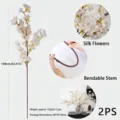 Set de 2 ramas de cerezo artificiales, flores de seda blancas de 109 cm con tallos flexibles - Rama de Cerezo / Juego de 2