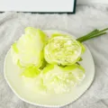 Artificial ranunculus silk flowers bouquet 5 heads variant for home wedding decor and floral arrangement. - Green