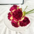 5-head artificial peony bouquet silk flowers for home wedding decoration floral arrangement - Purple