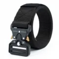Heavy-duty men's tactical belt with 24kN metal quick-release buckle, black canvas. - Full Alloy Style / 120cm / Black