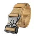 Durable men's outdoor tactical nylon belt featuring a black quick release metal buckle - Plug-in Alloy Buckle (001) / 120cm / Khaki