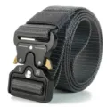 Black tactical nylon belt with heavy duty quick-release metal buckle - 125cm / Gray