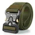Military style army green nylon tactical belt featuring heavy-duty quick-release metal buckle - Army Green (Snake Buckle) / 120cm
