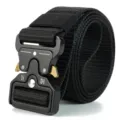 Durable black tactical nylon belt with quick release heavy duty metal buckle for men - 125cm / Black