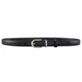 Simple black cowhide belt with elegant gold-tone alloy pin buckle for women. - 100cm / Gold Buckle Black