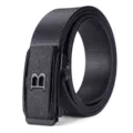 Black crocodile pattern leather belt for men featuring an automatic B-letter buckle - Gunmetal Buckle Black Belt (1260K10)