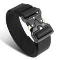 Black nylon tactical belt for men featuring a heavy-duty cobra quick-release buckle - 120cm / Black