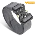 Heavy-duty men's nylon tactical belt with cobra quick-release buckle in grey color - 120cm / Gray