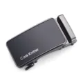 Detailed view of gunmetal automatic belt buckle for men with Cask Knltter logo. - Classic Dark Gunmetal Style (A5560)
