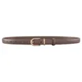 Elegant slim leather belt for women in mocha brown finish with golden alloy buckle. - 100cm / Gold Buckle Khaki