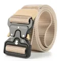 Durable khaki tactical nylon belt featuring a heavy-duty quick-release metal buckle - 125cm / Khaki
