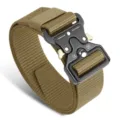 Men's khaki tactical nylon belt with black metal cobra quick-release buckle - 120cm / Khaki