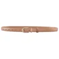 Elegant tan leather belt for women with a classic gold alloy horseshoe buckle detail - 100cm / Gold Buckle Milk Tea