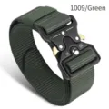 Military green tactical nylon belt featuring quick-release metal cobra buckle model 1009 - 120cm / Green