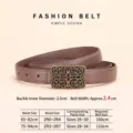 Vintage brown leather belt with golden filigree buckle and detailed size chart measurements - 100cm / Khaki