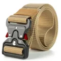 Durable khaki tactical belt with quick-release metal cobra buckle for outdoor activities - Red Ear Plug-in Plastic Buckle (001) / 120cm / Khaki