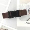 Brown tactical belt with quick release buckle in heavy-duty nylon for outdoor use - Magnetic Buckle (001) / 120cm / Coffee