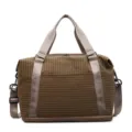 Large capacity checkered travel bag in brown khaki with expandable storage for gym and travel - One Size / Khaki
