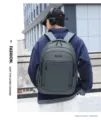 Professional grey large capacity commuter backpack made of premium soft top layer cowhide - One Size / Gray