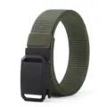 Detailed macro shot of army green tactical nylon belt with black automatic buckle - Army Green