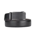 Detailed view of high-quality black leather belt with textured automatic buckle - 120cm / Twill Decorative Buckle Business Style (A187) / Black