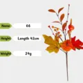 Artificial orange berry branch with pumpkin and maple leaf harvest festival decor, 42cm - Persimmon Maple Leaf (06)
