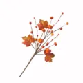 Artificial orange berry branch with maple leaves and pumpkins for home decor - Pumpkin Berry Maple Leaf Pick / 36cm